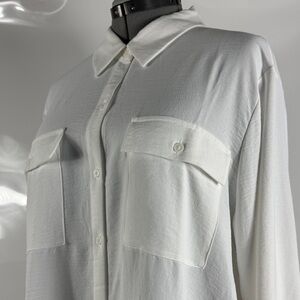 NWT HILARY RADLEY™️ White Rolltab Long Sleeve Casual Button Down Shirt